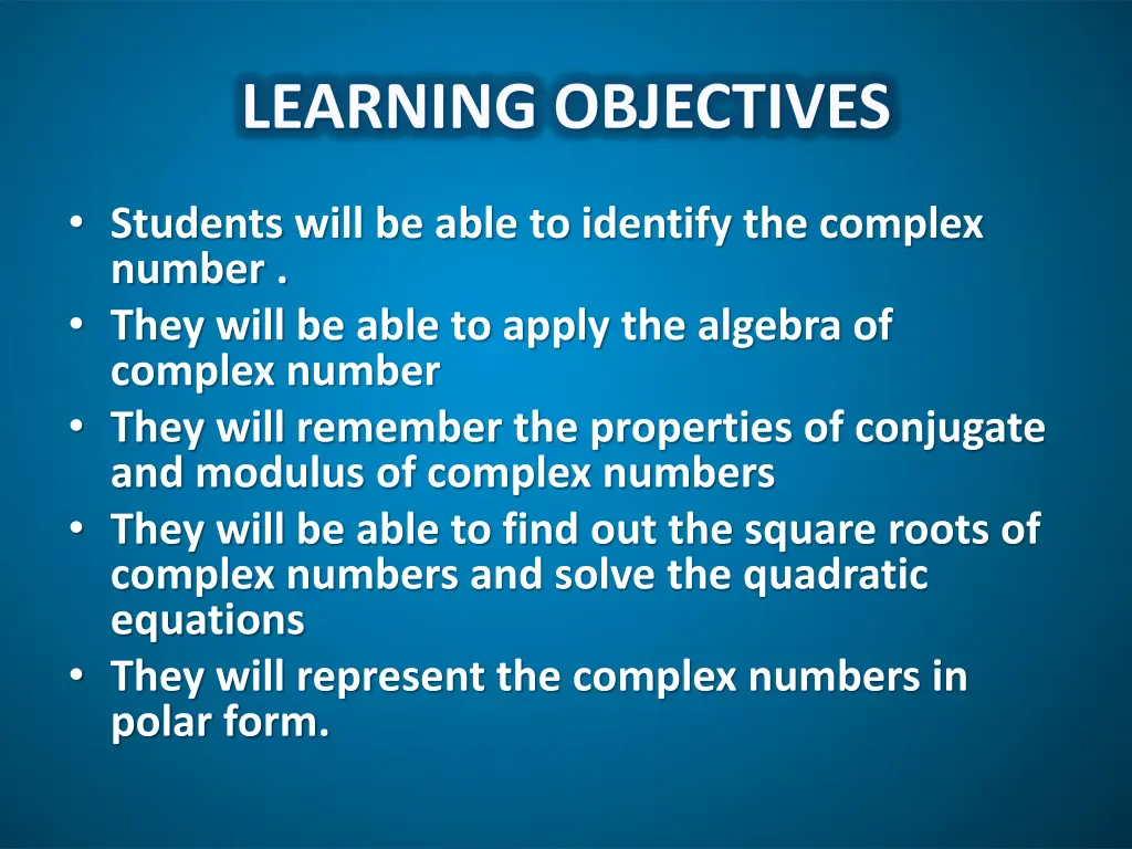 learning objectives