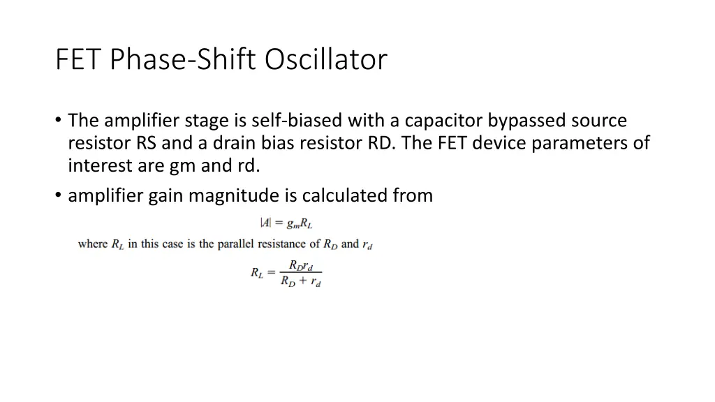 fet phase shift oscillator