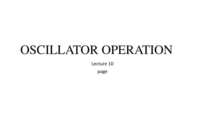 oscillator operation