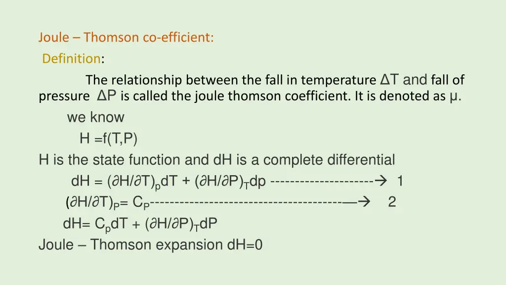 joule thomson co efficient definition