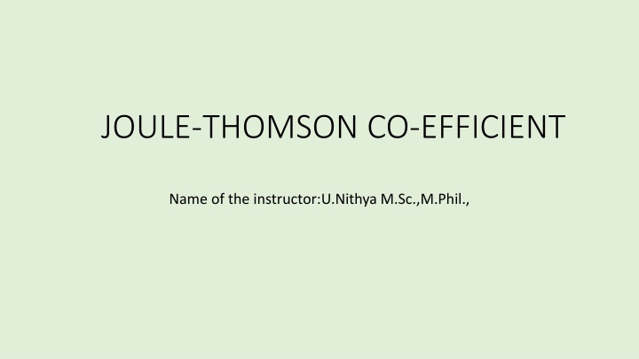 joule thomson co efficient