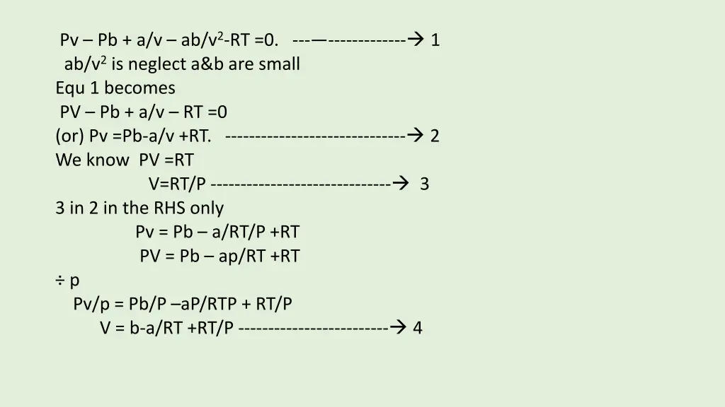 pv pb a v ab v 2 rt 0 1 ab v 2 is neglect