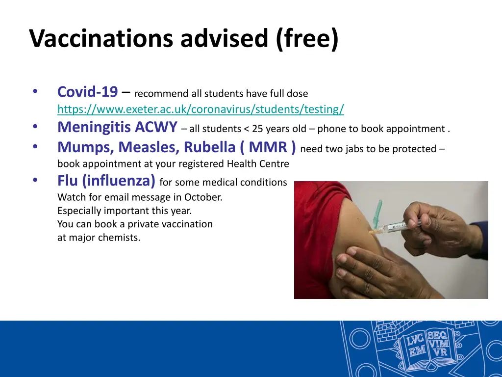 vaccinations advised free