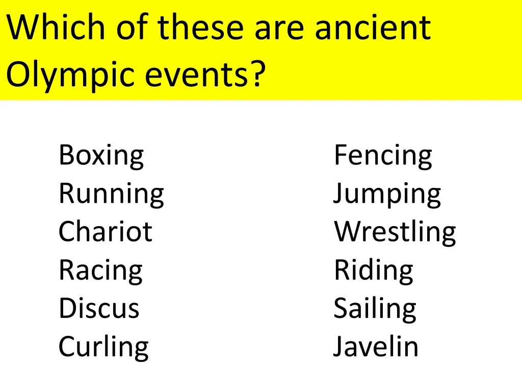 which of these are ancient olympic events