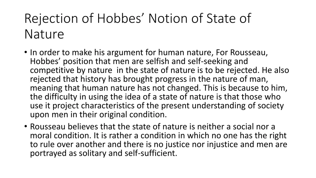 rejection of hobbes notion of state of nature