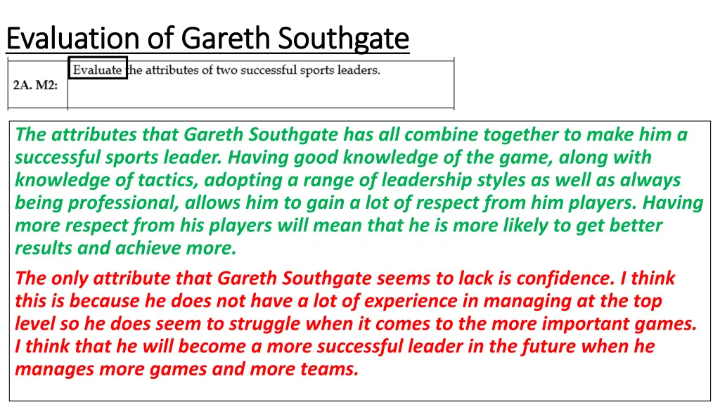 evaluation of gareth southgate evaluation