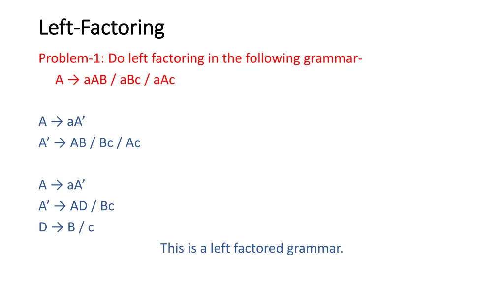 left left factoring factoring 2