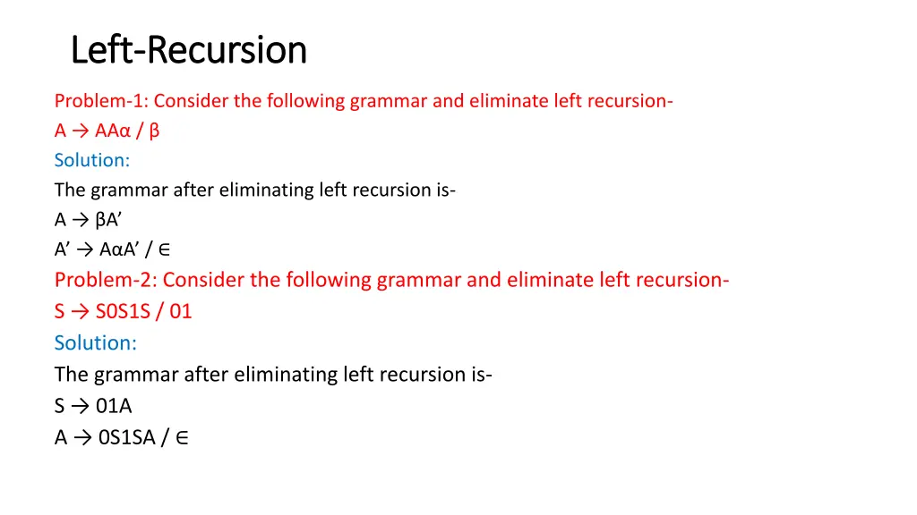 left left recursion recursion 2