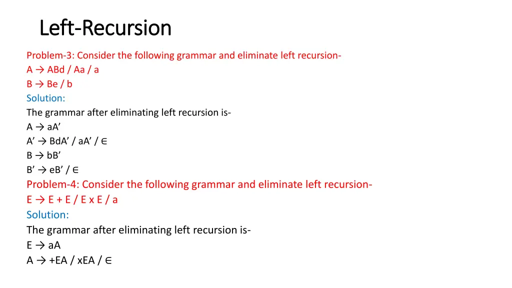 left left recursion recursion 3