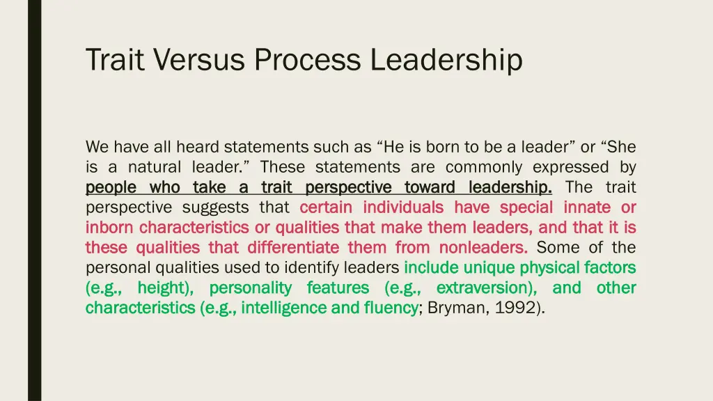 trait versus process leadership