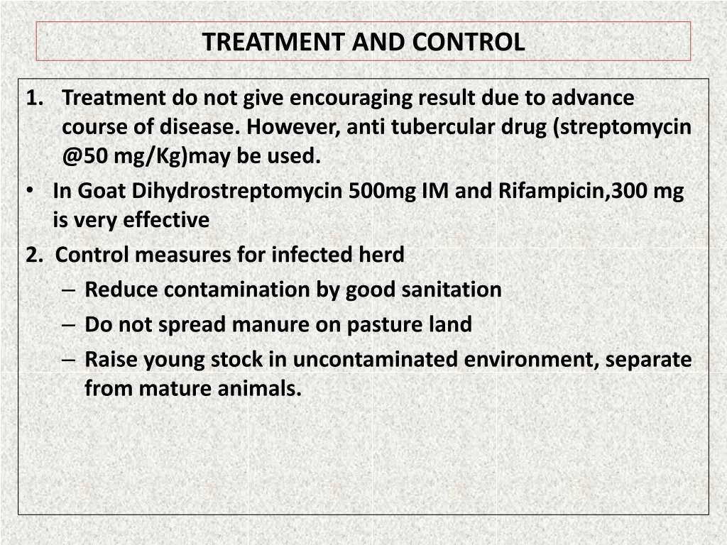 treatment and control