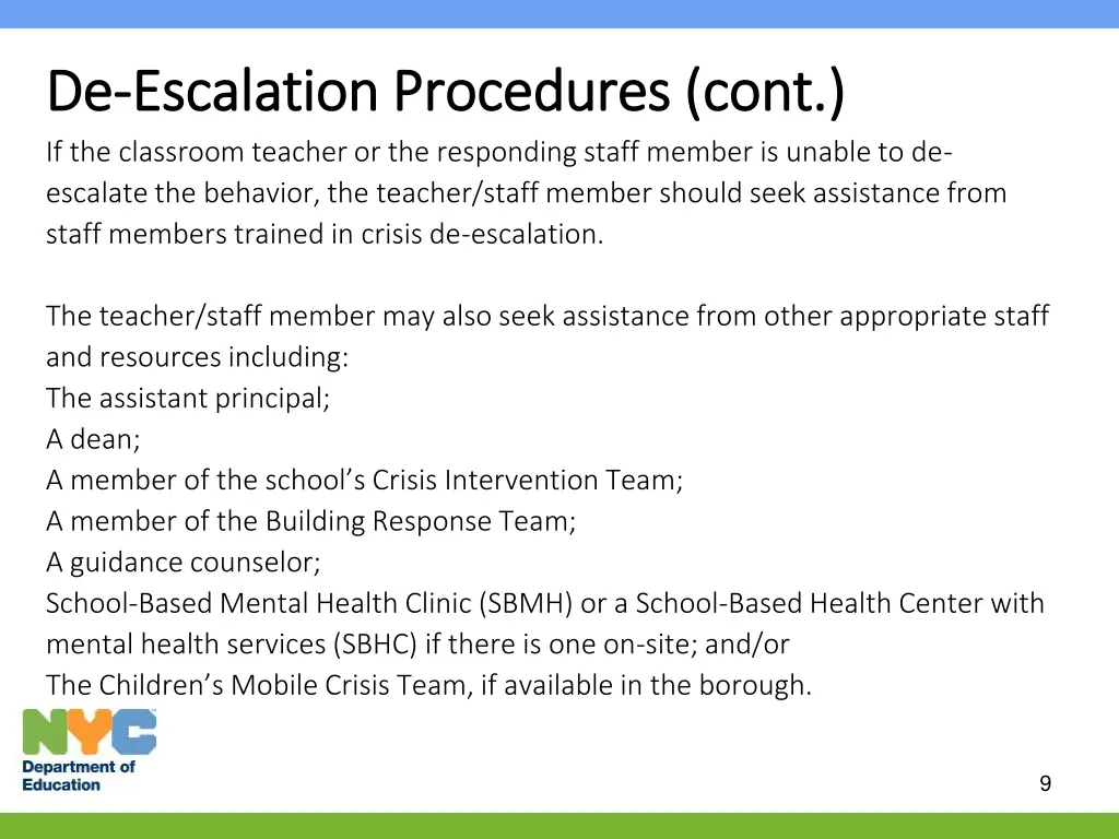 de de escalation procedures cont escalation