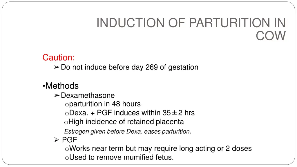 induction of parturition in