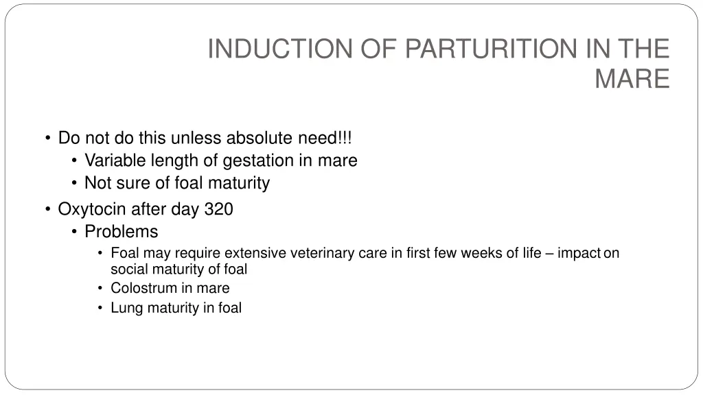 induction of parturition in the