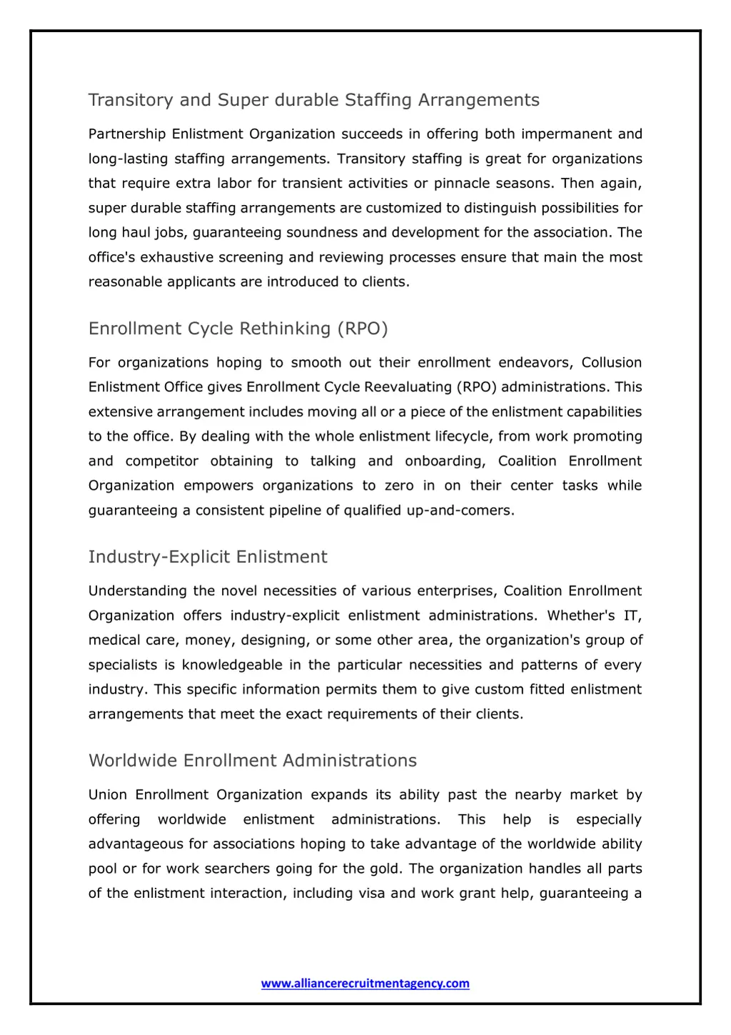 transitory and super durable staffing arrangements