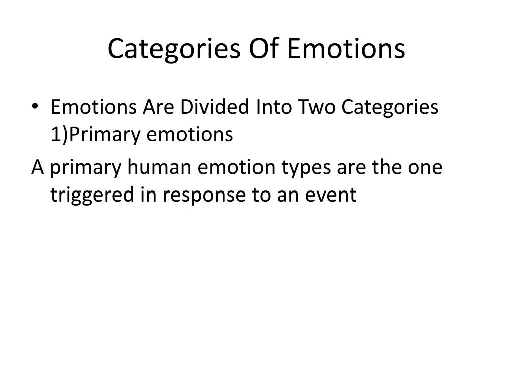 categories of emotions