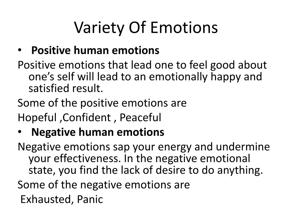 variety of emotions positive human emotions