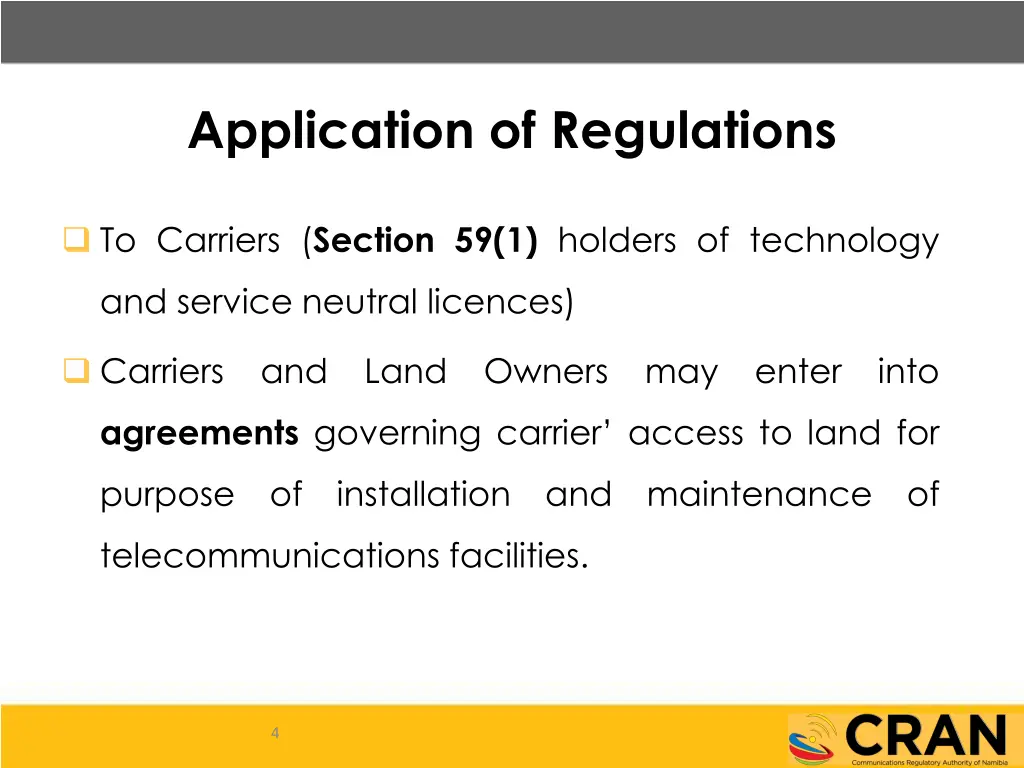 application of regulations