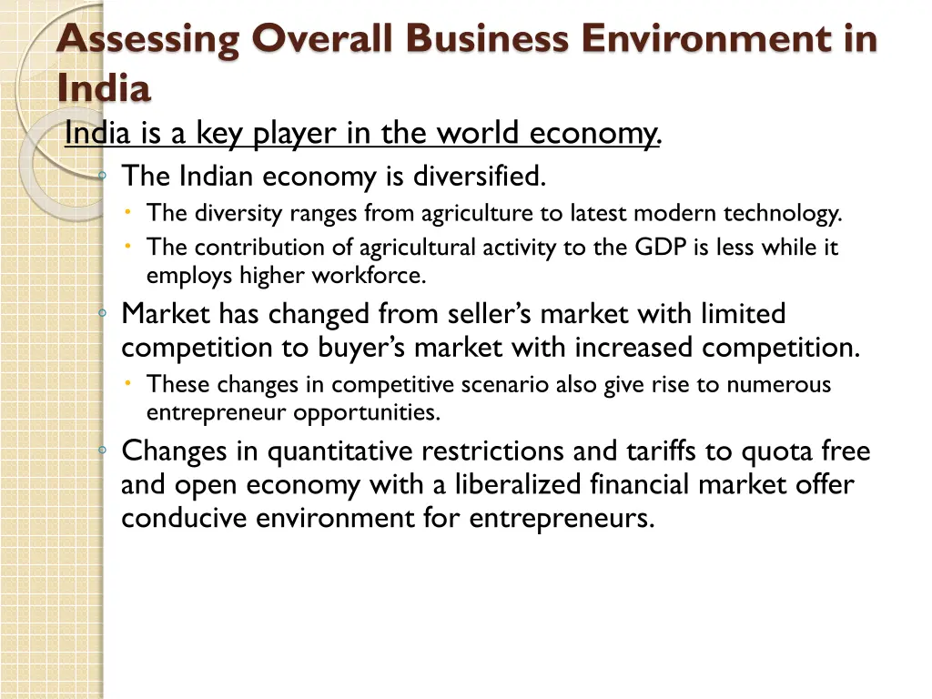 assessing overall business environment in india