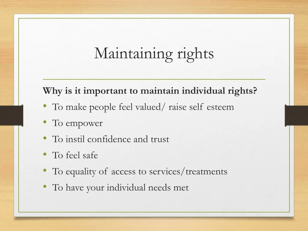 maintaining rights