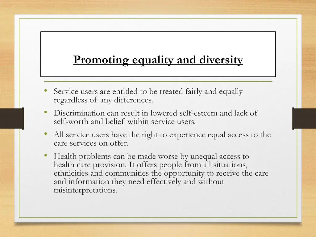 promoting equality and diversity