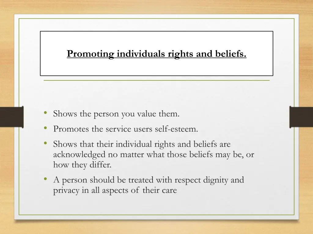 promoting individuals rights and beliefs