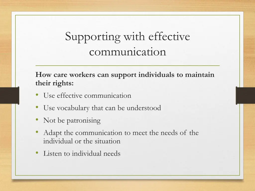 supporting with effective communication