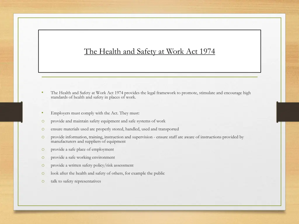 the health and safety at work act 1974