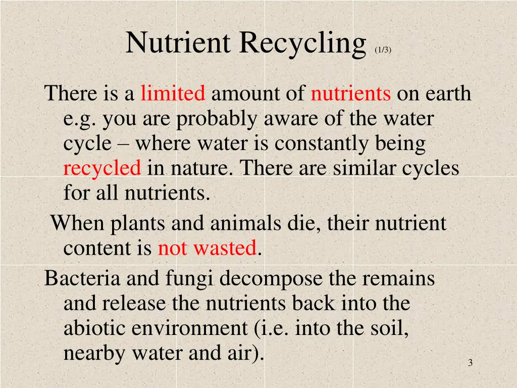 nutrient recycling 1 3