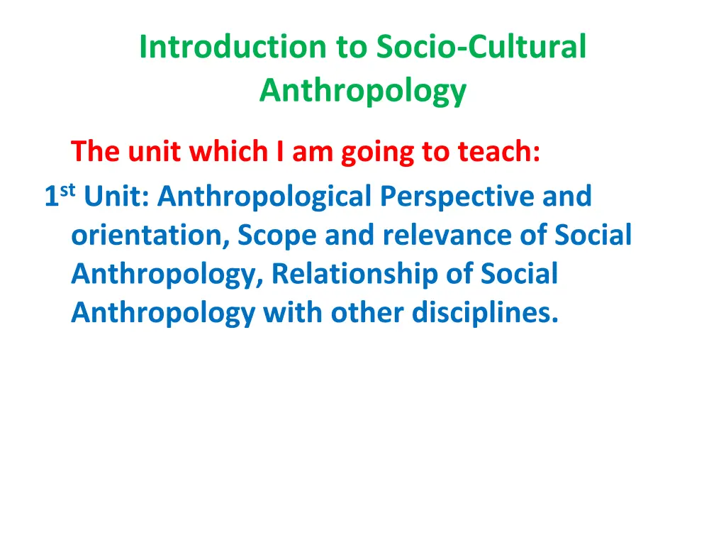 introduction to socio cultural anthropology