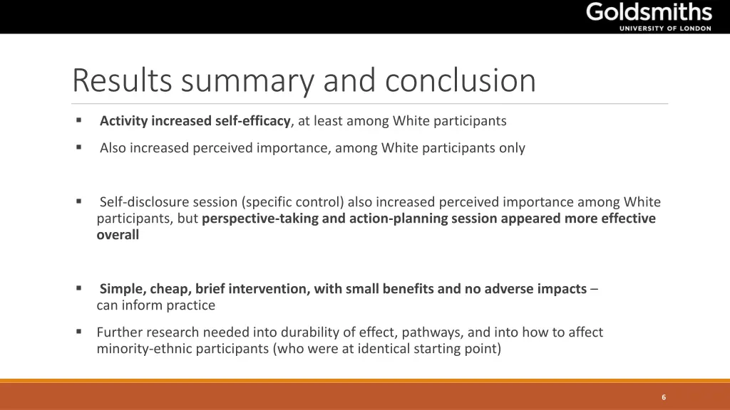 results summary and conclusion