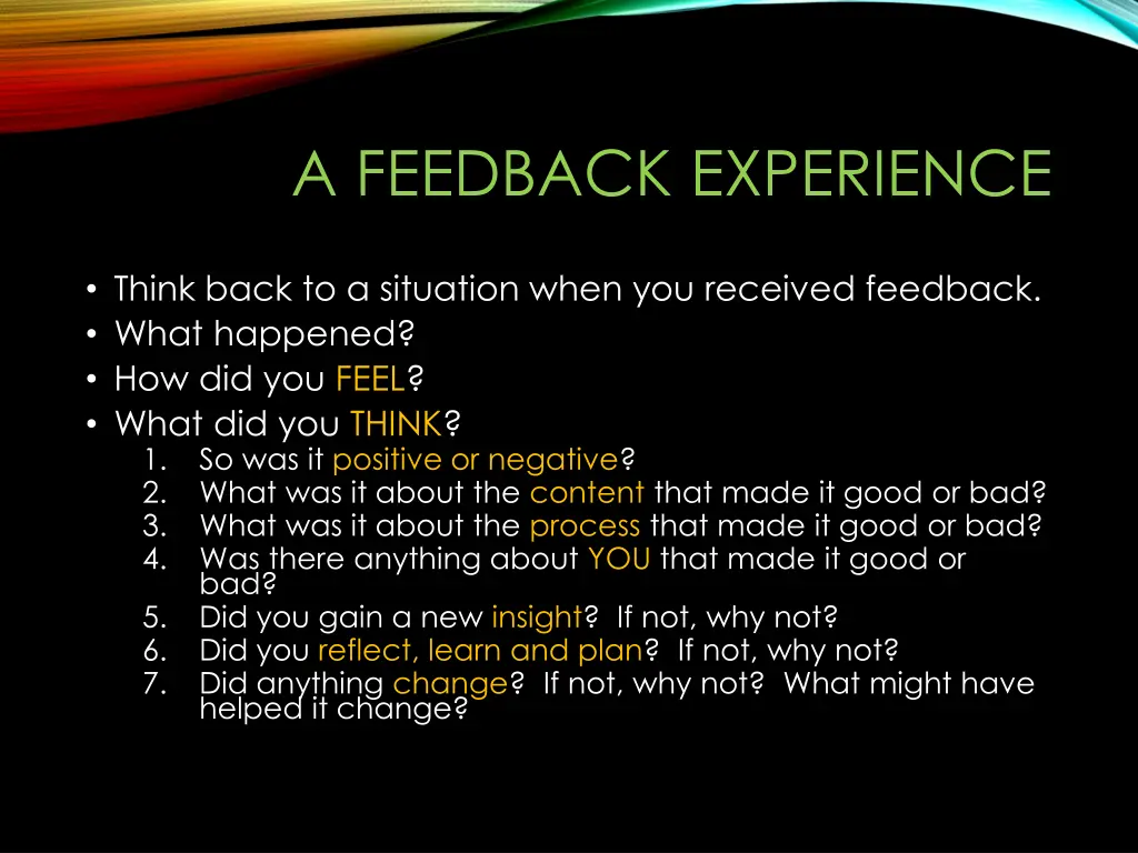 a feedback experience