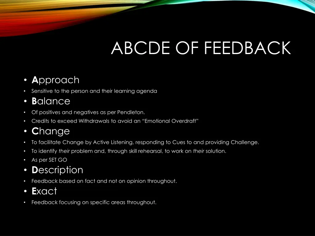 abcde of feedback