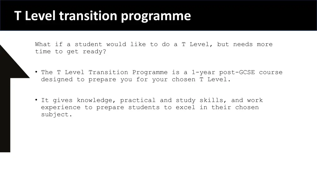 t level transition programme