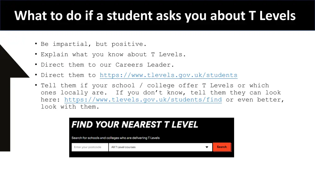 what to do if a student asks you about t levels