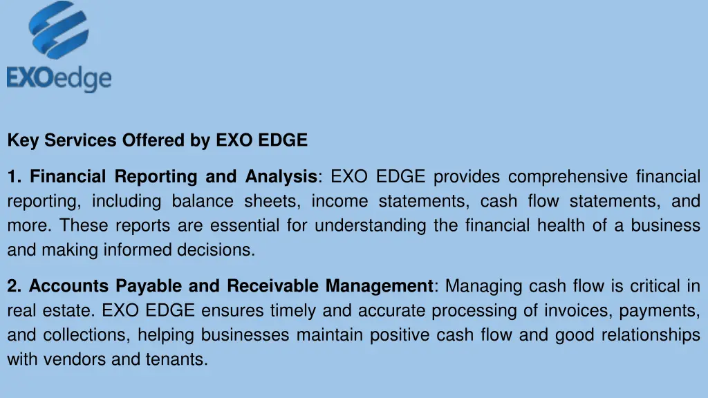 key services offered by exo edge