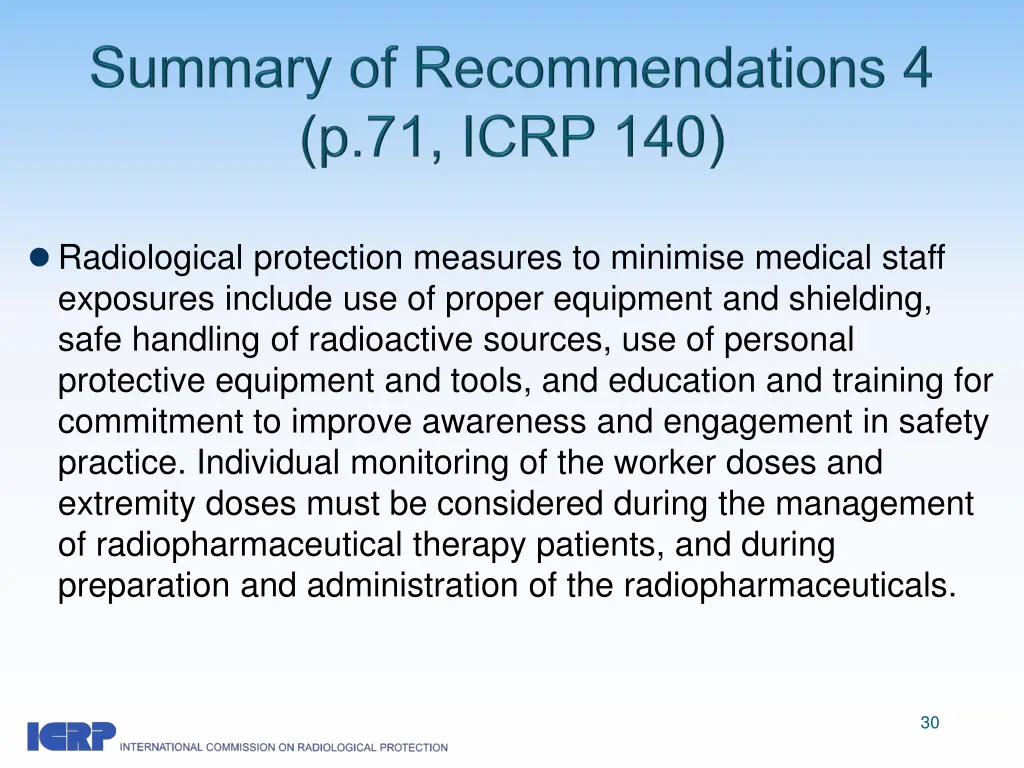 radiological protection measures to minimise