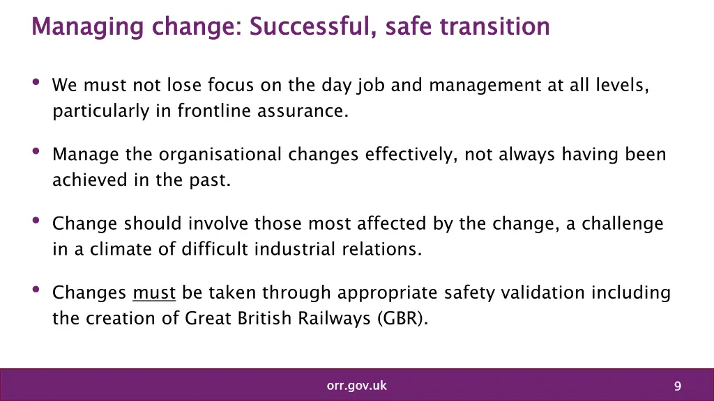 managing change successful safe transition