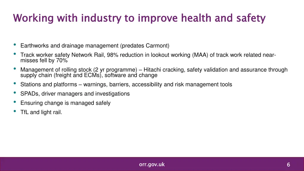 working with industry to improve health and safety