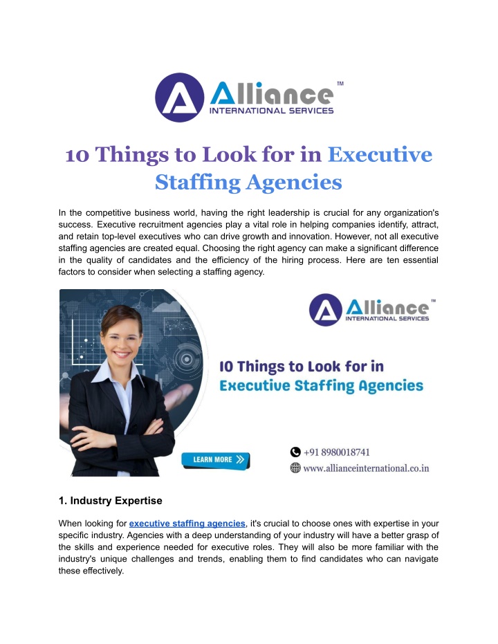 10 things to look for in executive staffing