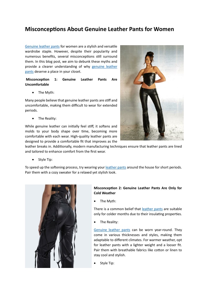 misconceptions about genuine leather pants