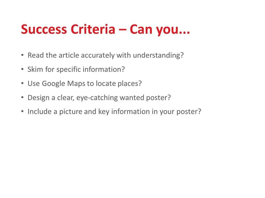 success criteria can you