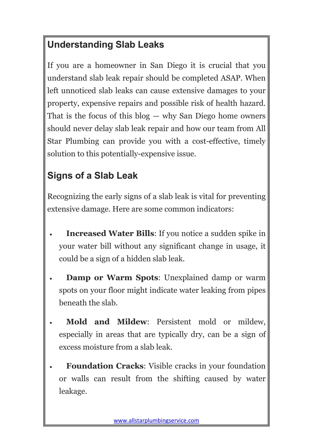 understanding slab leaks