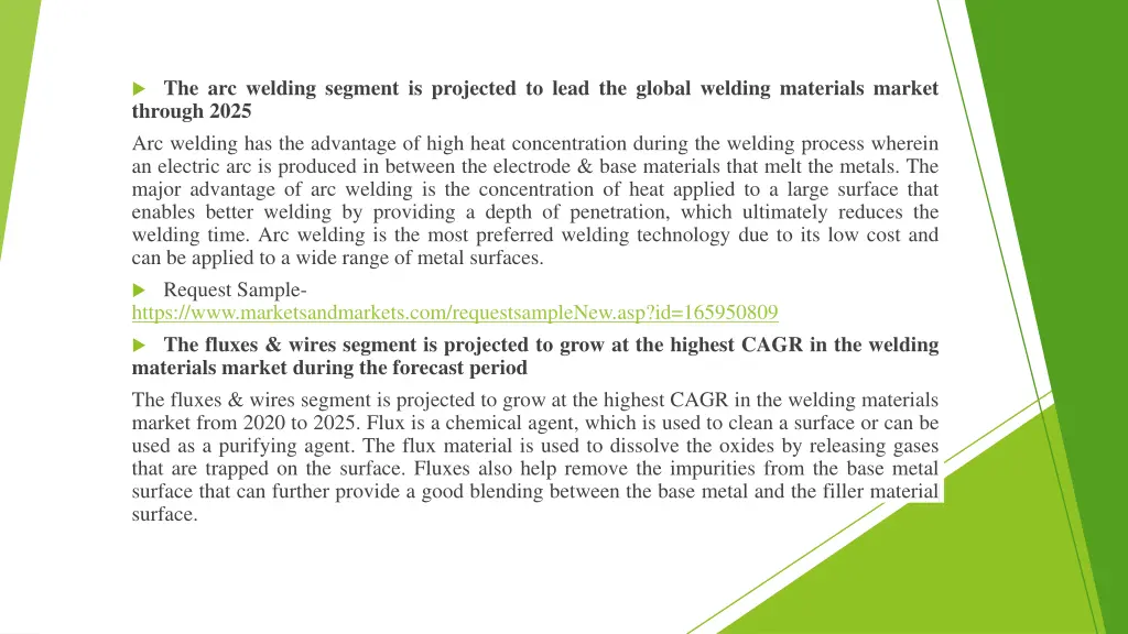 the arc welding segment is projected to lead