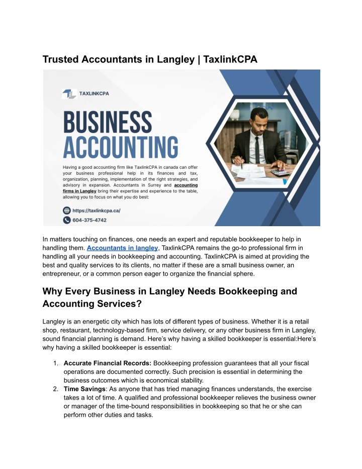 trusted accountants in langley taxlinkcpa