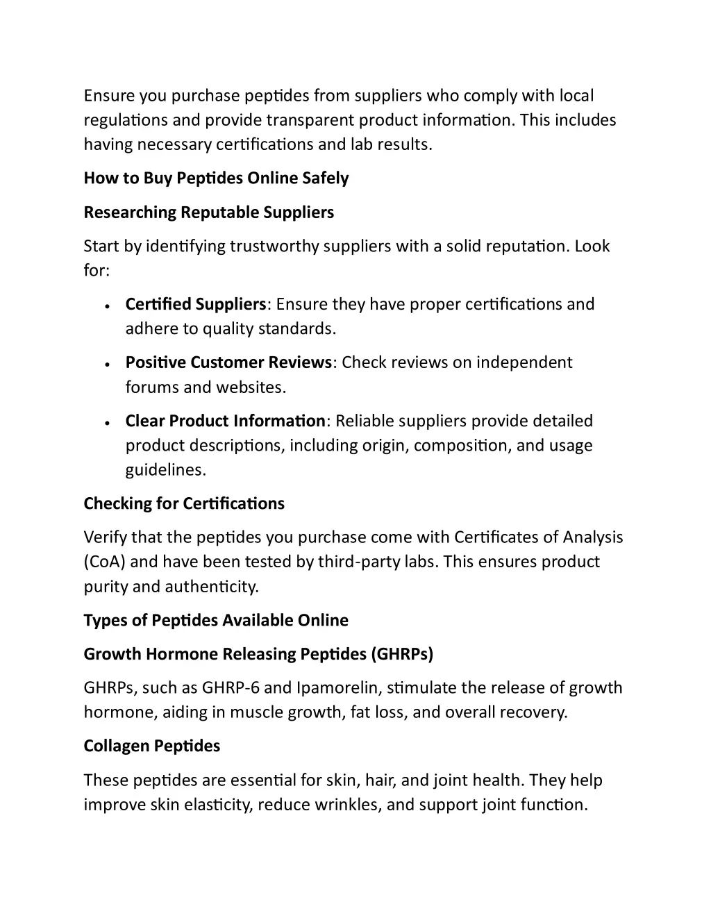 ensure you purchase peptides from suppliers