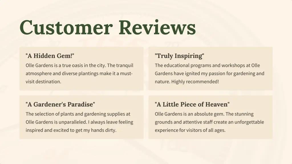 customer reviews