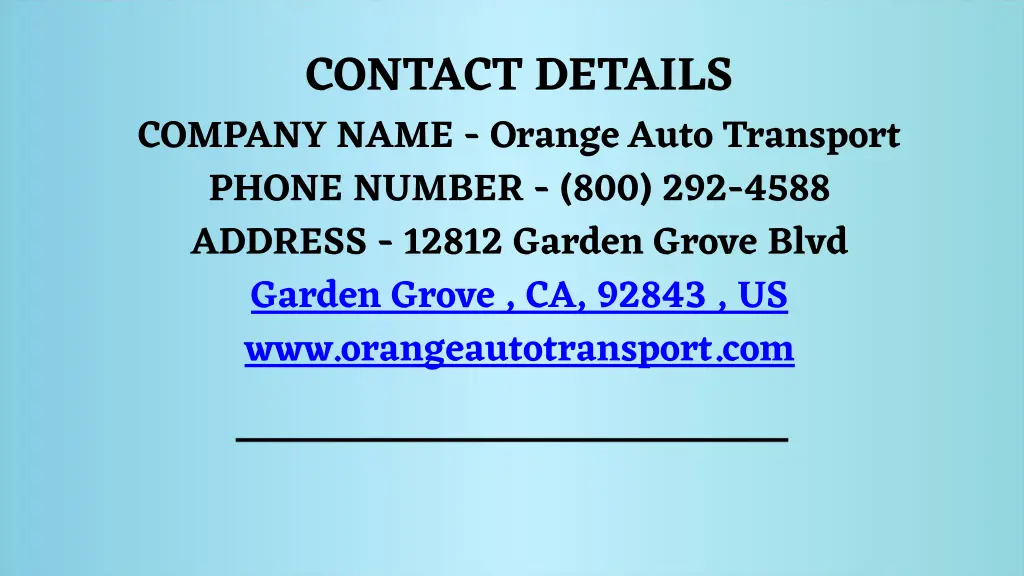 contact details company name orange auto