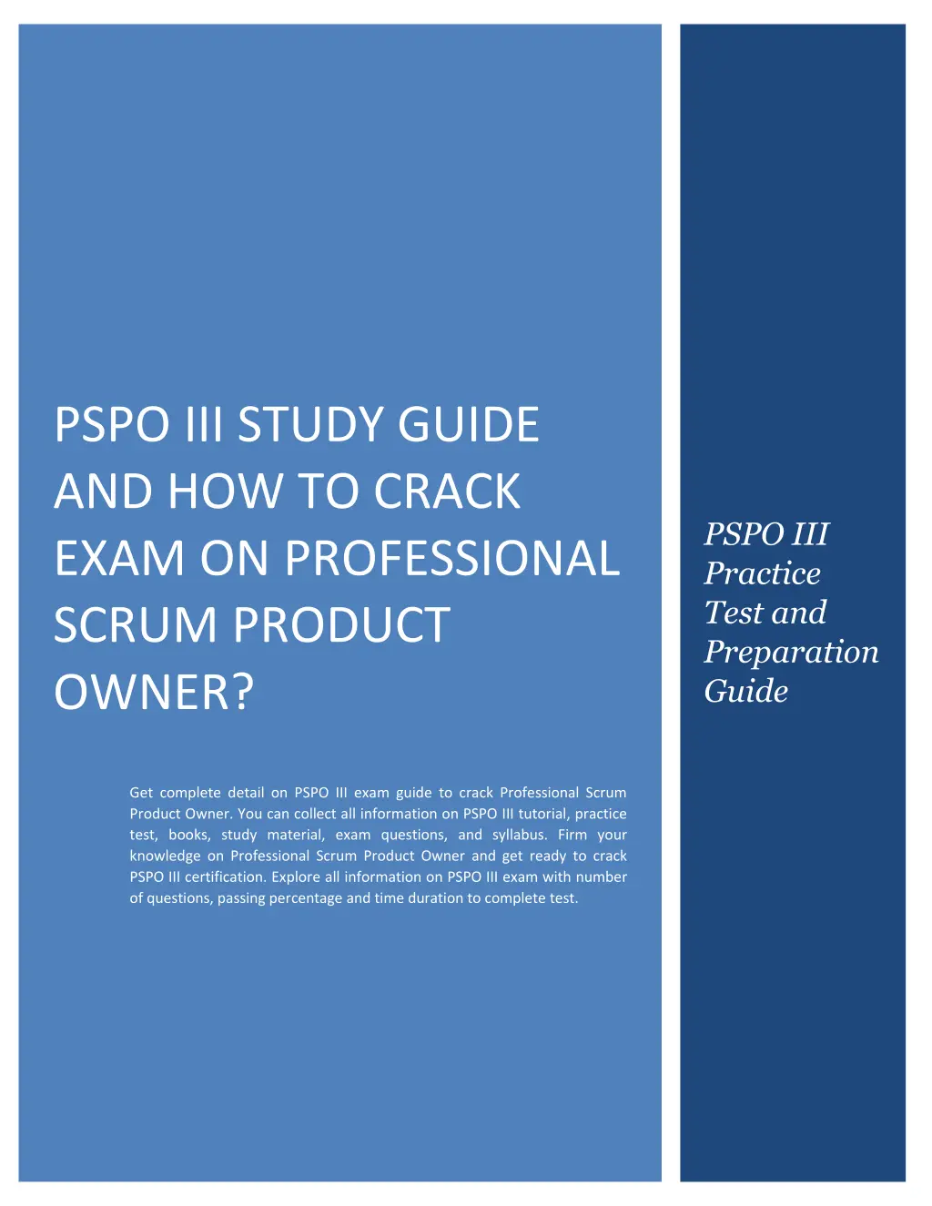 pspo iii study guide and how to crack exam