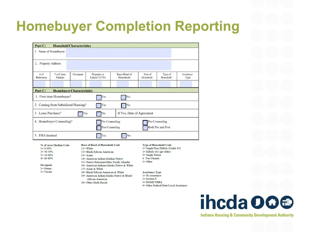 homebuyer completion reporting